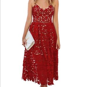 Red eyelit dress w/ pockets size S